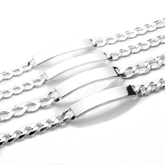 Sterling Silver Open Curb Identity ID Bracelet