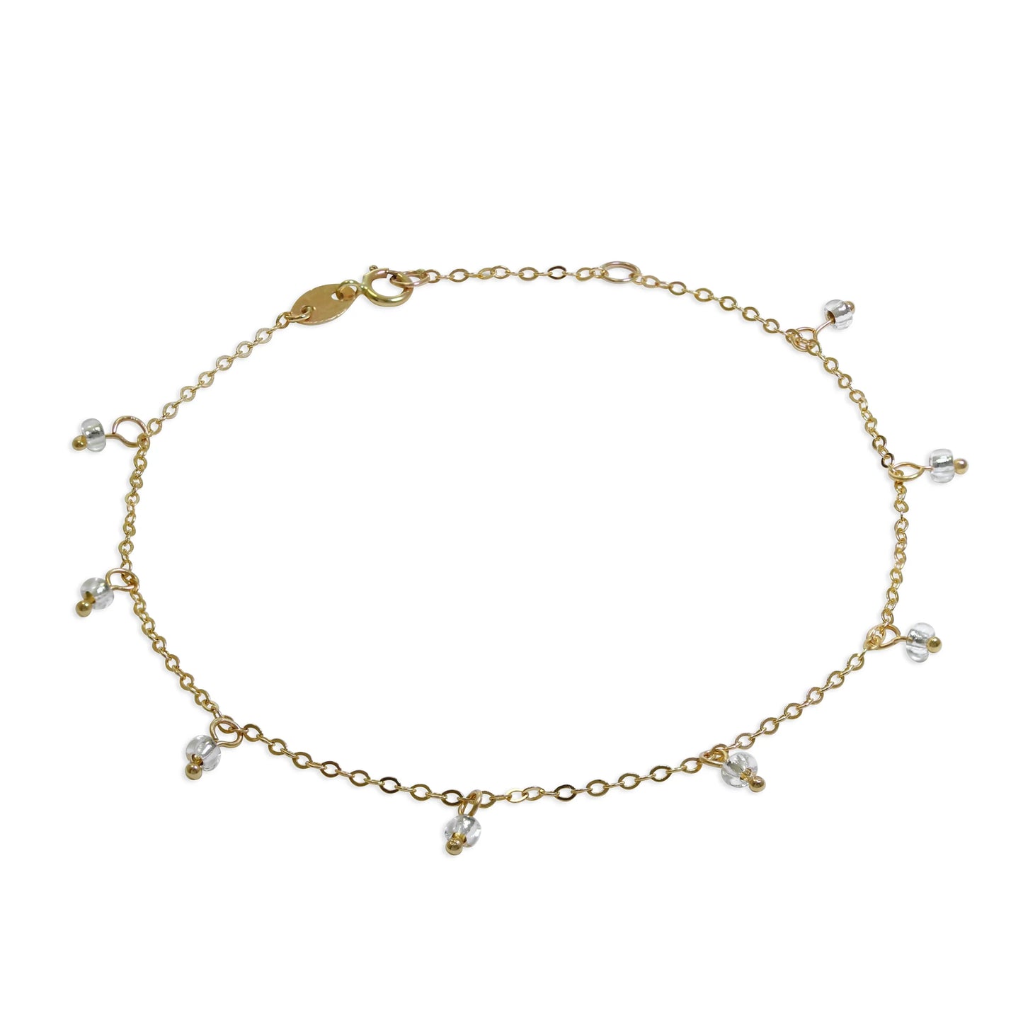 9ct Gold 7.5 Inch Extender Bracelet with Clear CZ Beads