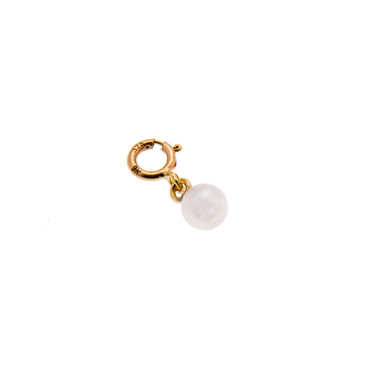 9ct Gold 4mm White Freshwater Pearl Clip on Charm