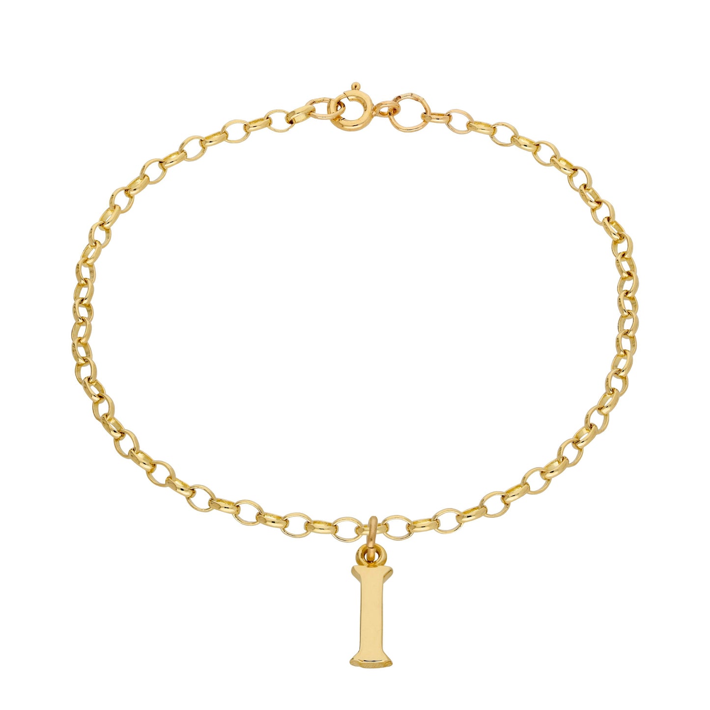 9ct Gold 7 Inch Fine Starter Charm Bracelet Letter A - Z
