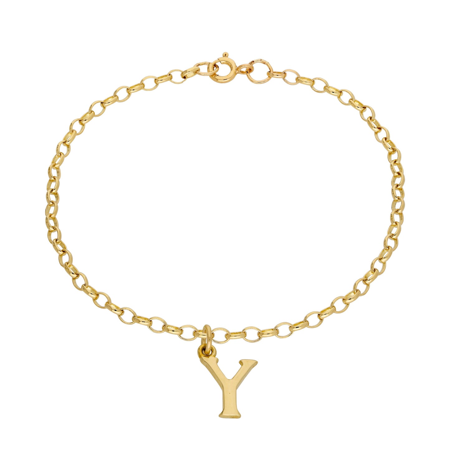 9ct Gold 7 Inch Fine Starter Charm Bracelet Letter A - Z