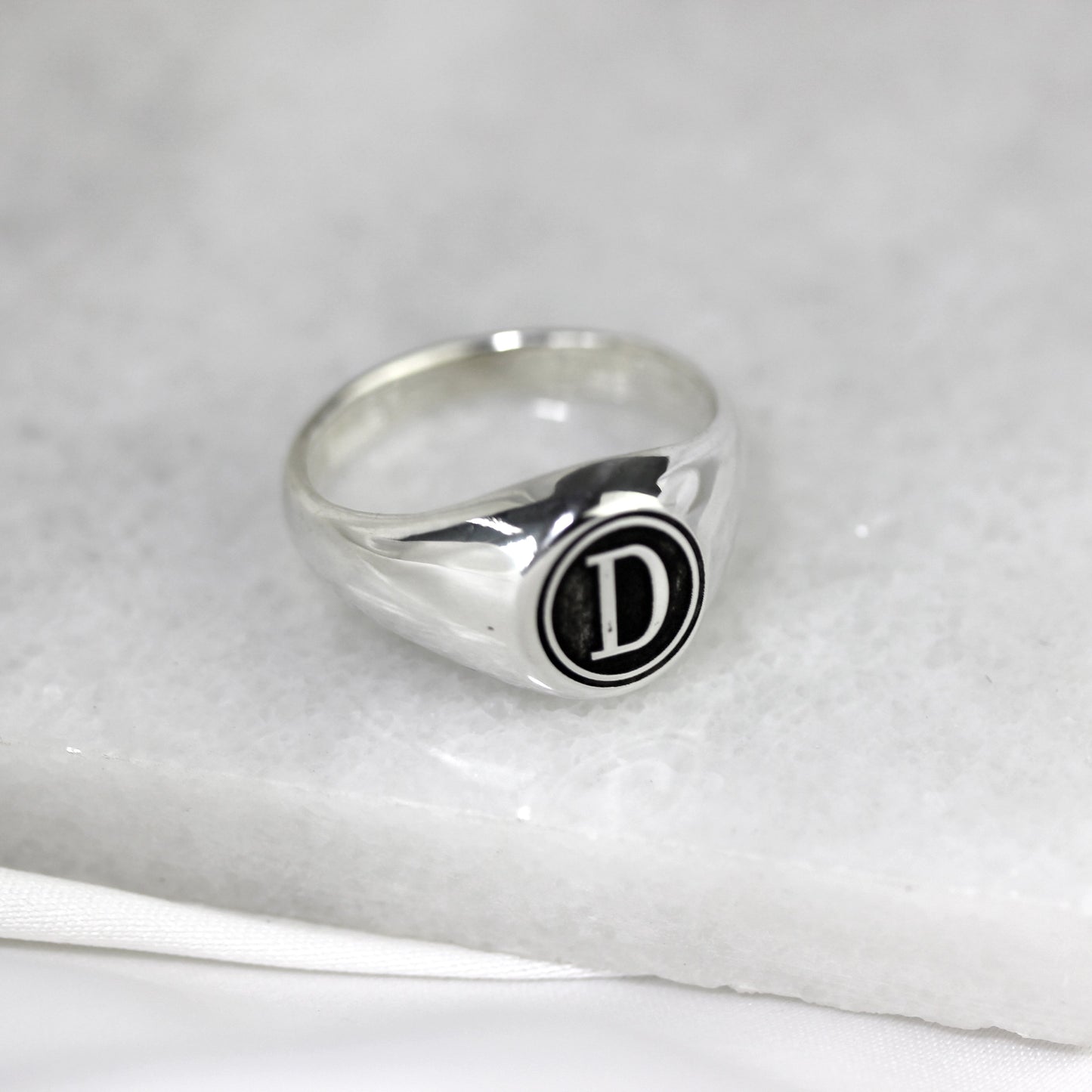 Sterling Silver Monogram Signet Ring Size J-Z+1