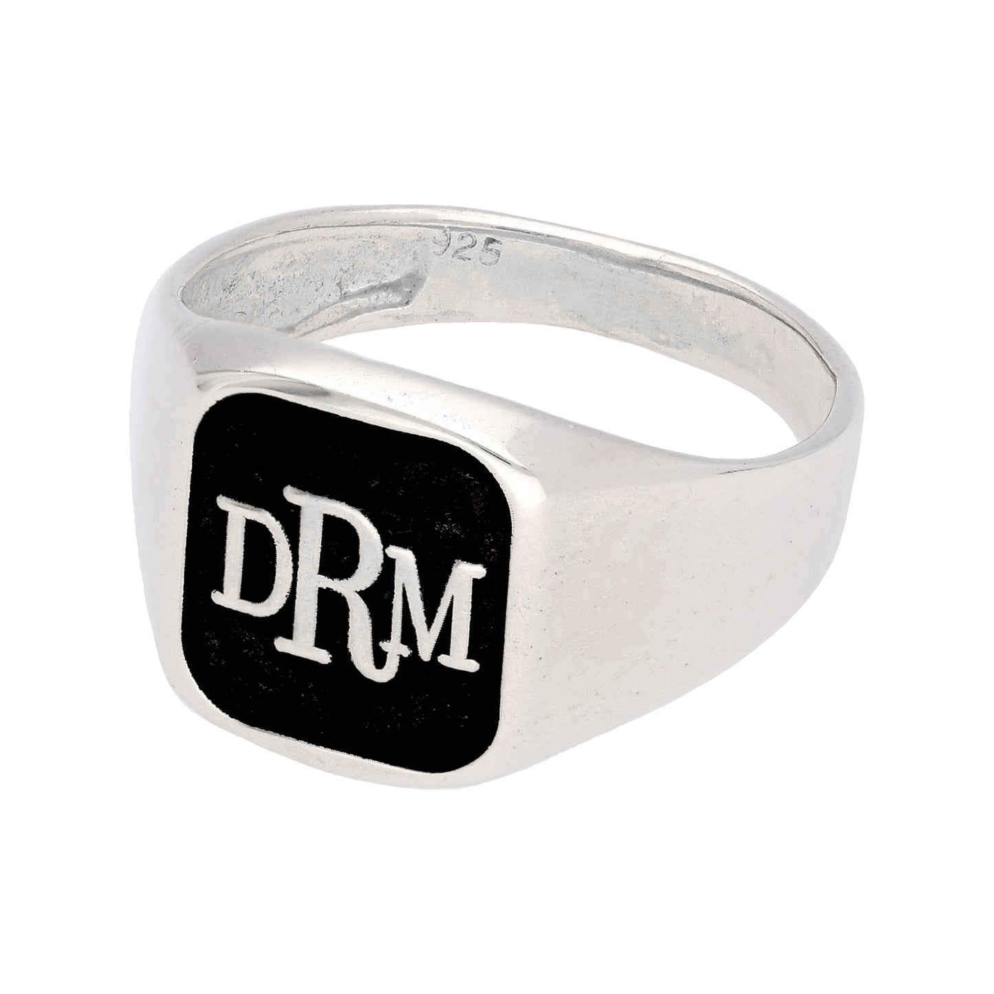 Sterling Silver Triple Monogram Square Signet Ring M - Z+1