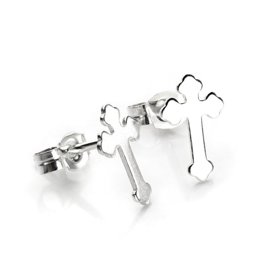 Sterling Silver Small Cross Stud Earrings