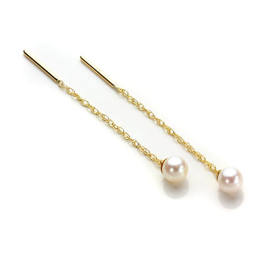 9ct Gold Cultured Pearl Pull Through Earrings