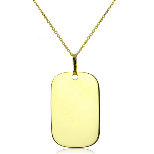 Large 9ct Gold Engravable Dog Tag Pendant