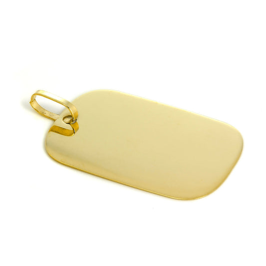 Large 9ct Gold Engravable Dog Tag Pendant
