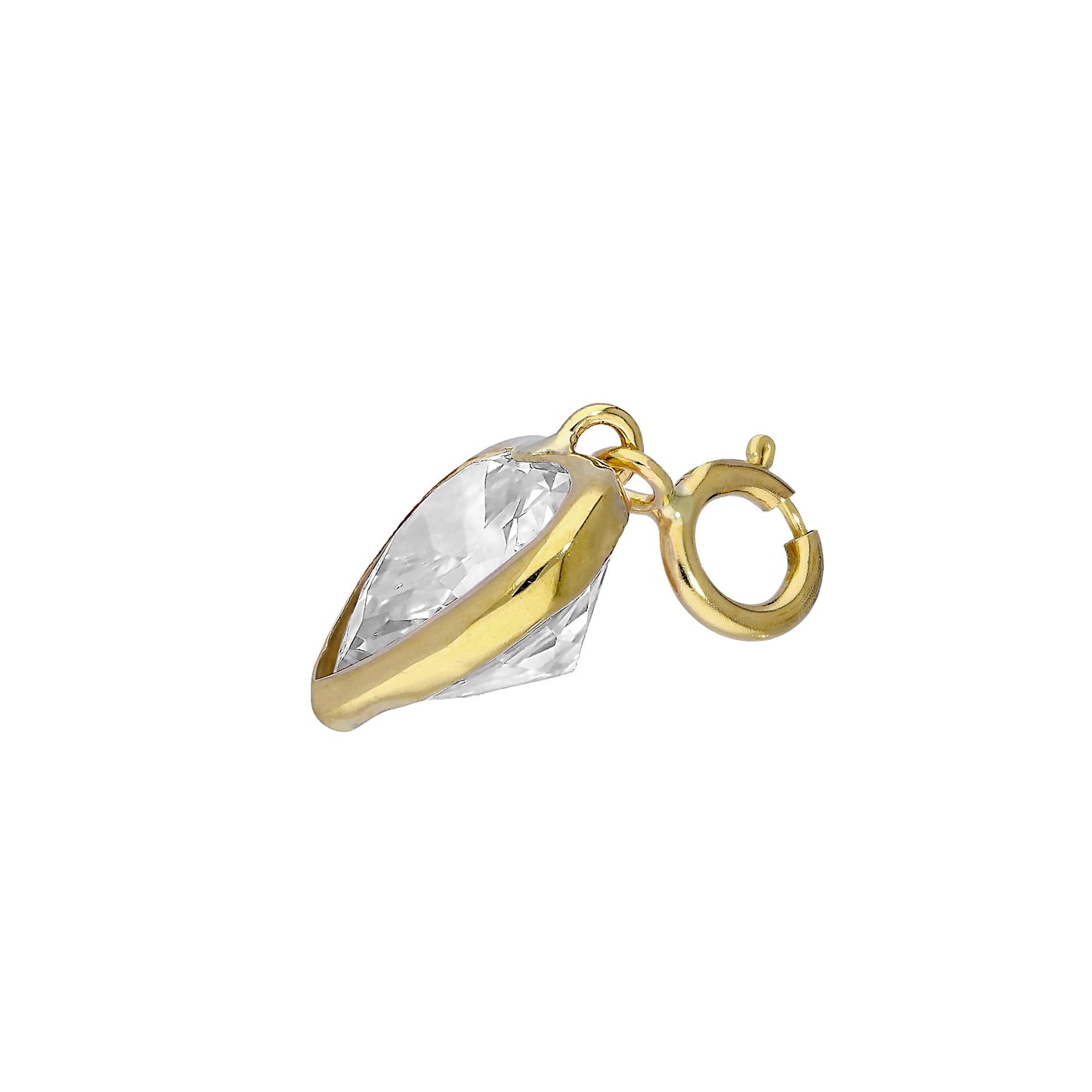 9ct Gold & Clear CZ Heart Clip on Charm