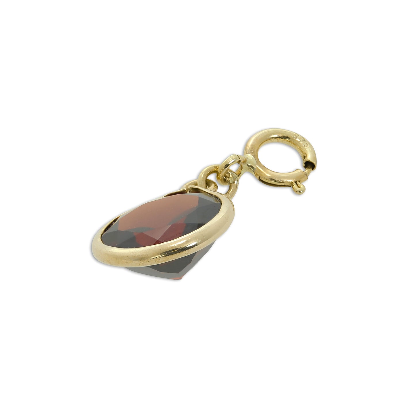 9ct Gold & Garnet CZ Crystal Round Clip on Charm