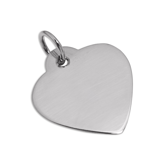 Large Sterling Silver Heart Dog Collar Engravable Name Tag