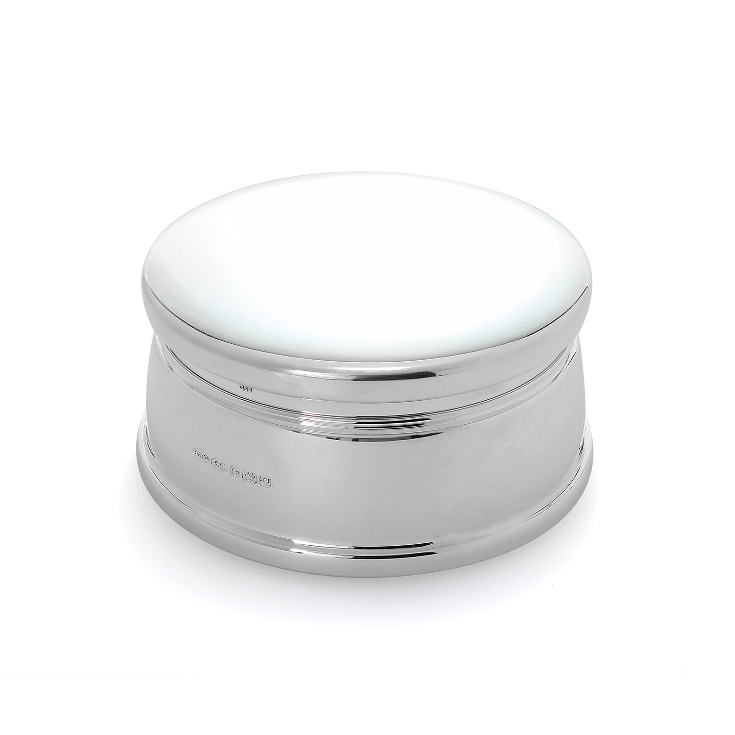 Plain Sterling Silver Round Jewellery Box