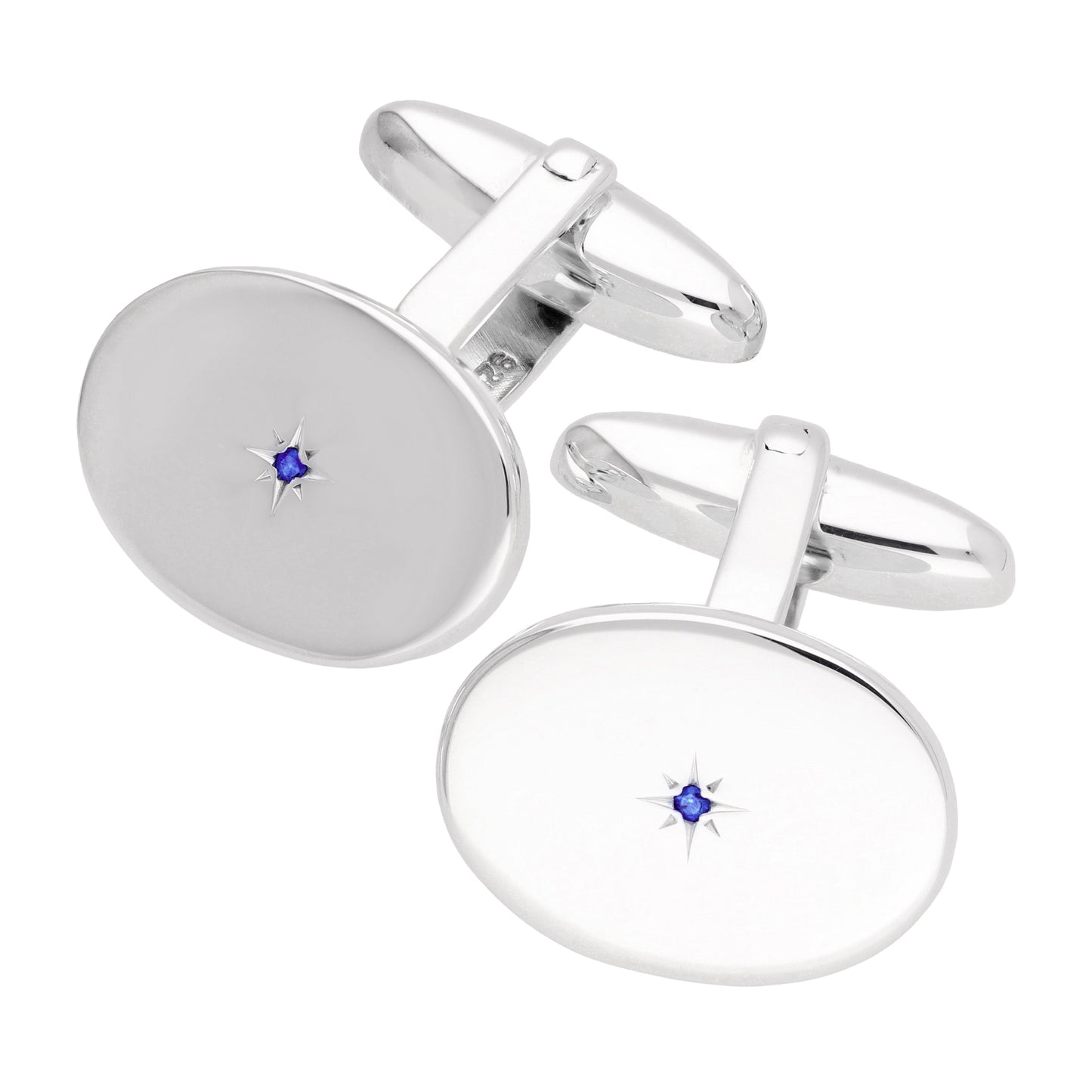 Sterling Silver Sapphire Cufflinks