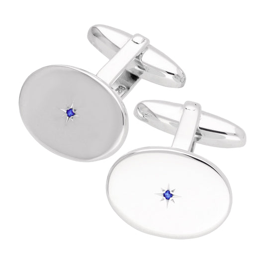 Sterling Silver Sapphire Cufflinks