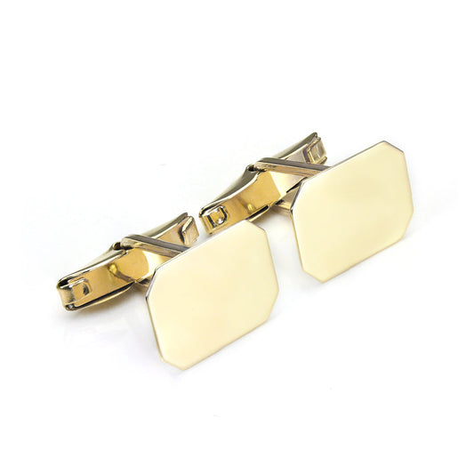 9ct Gold Plain Rectangle Swivel Back Cufflinks