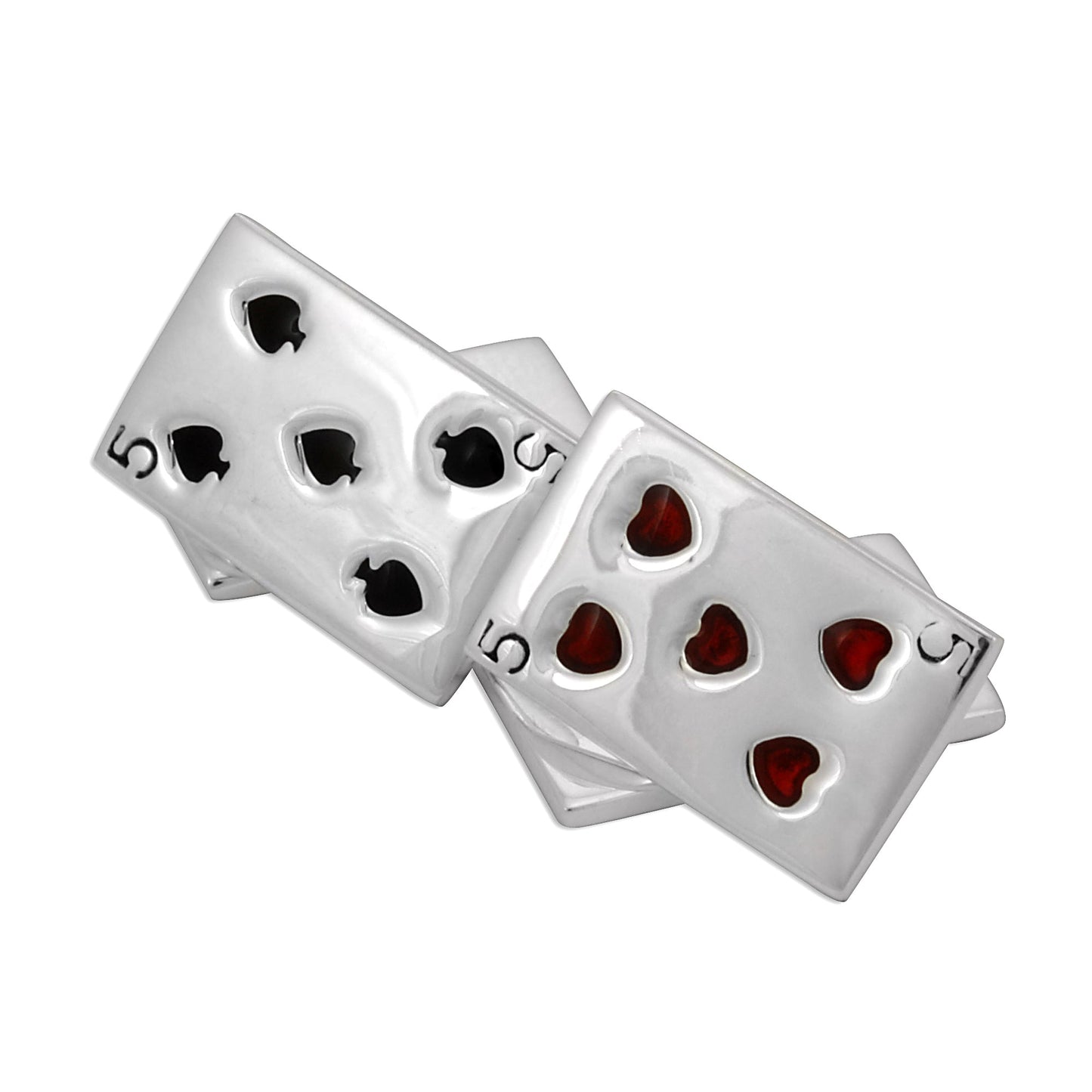 Sterling Silver Enamel Playing Card Cufflinks
