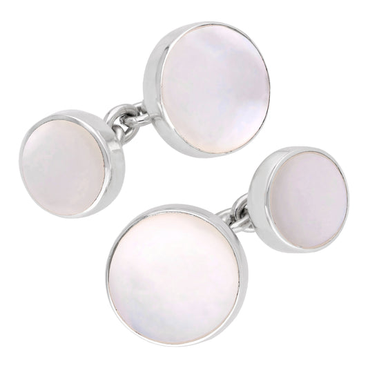 Sterling Silver Mother Of Pearl Double-sided Cufflinks