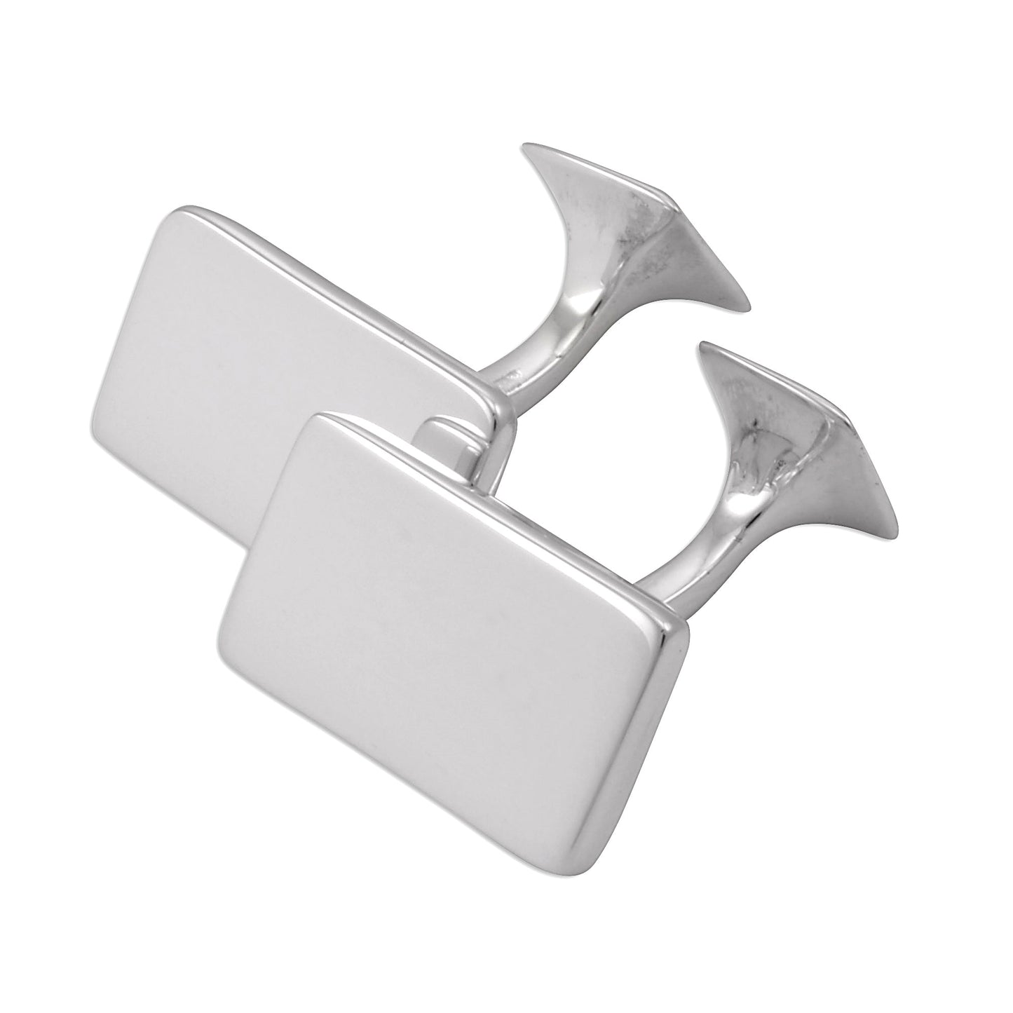Sterling Silver Plain Rectangular Cufflinks