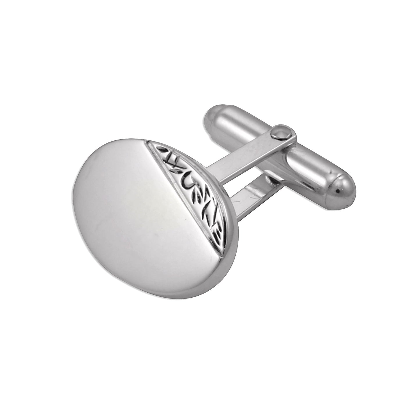 Sterling Silver Hand Engraved Oval Cufflinks