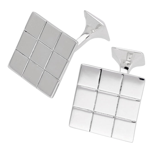 Sterling Silver Chequered Square Cufflinks