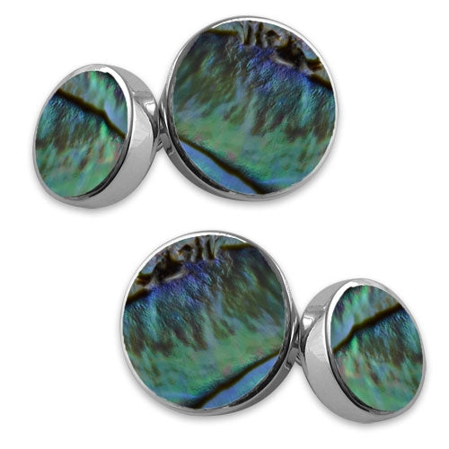 Sterling Silver Oyster Shell Double Sided Round Cufflinks