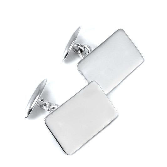 Sterling Silver Rectangular Chain Cufflinks
