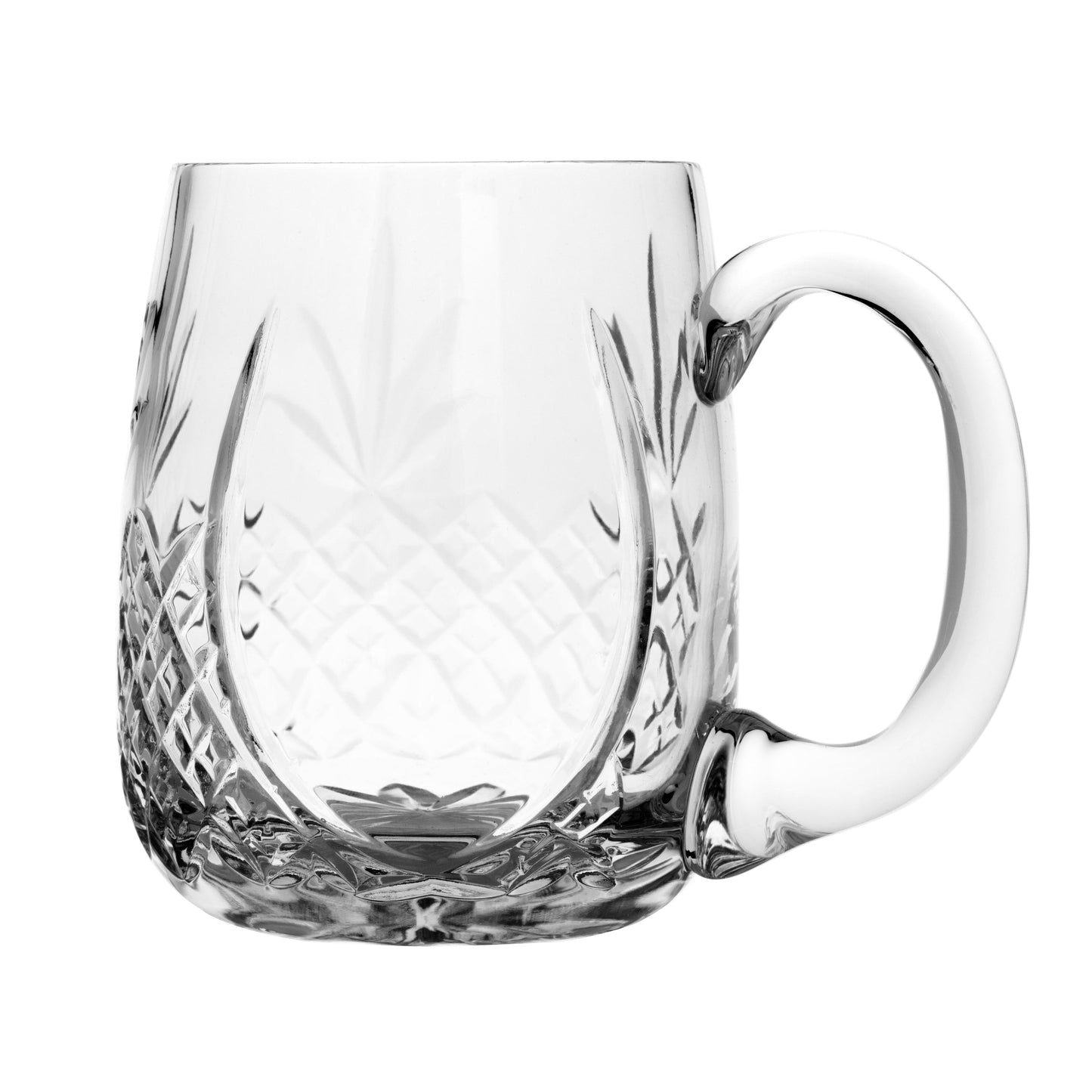 Lead Crystal Cut 1 Pint Glass Short Round Tankard