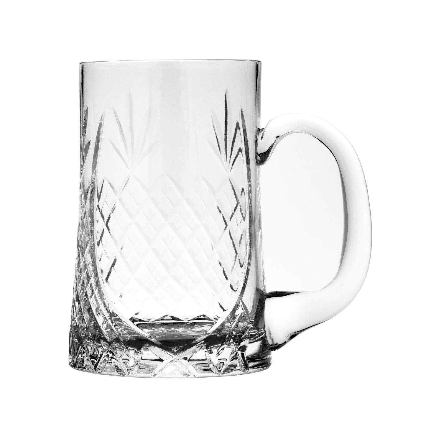 Lead Crystal Cut 1 Pint Glass Tall Straight Tankard