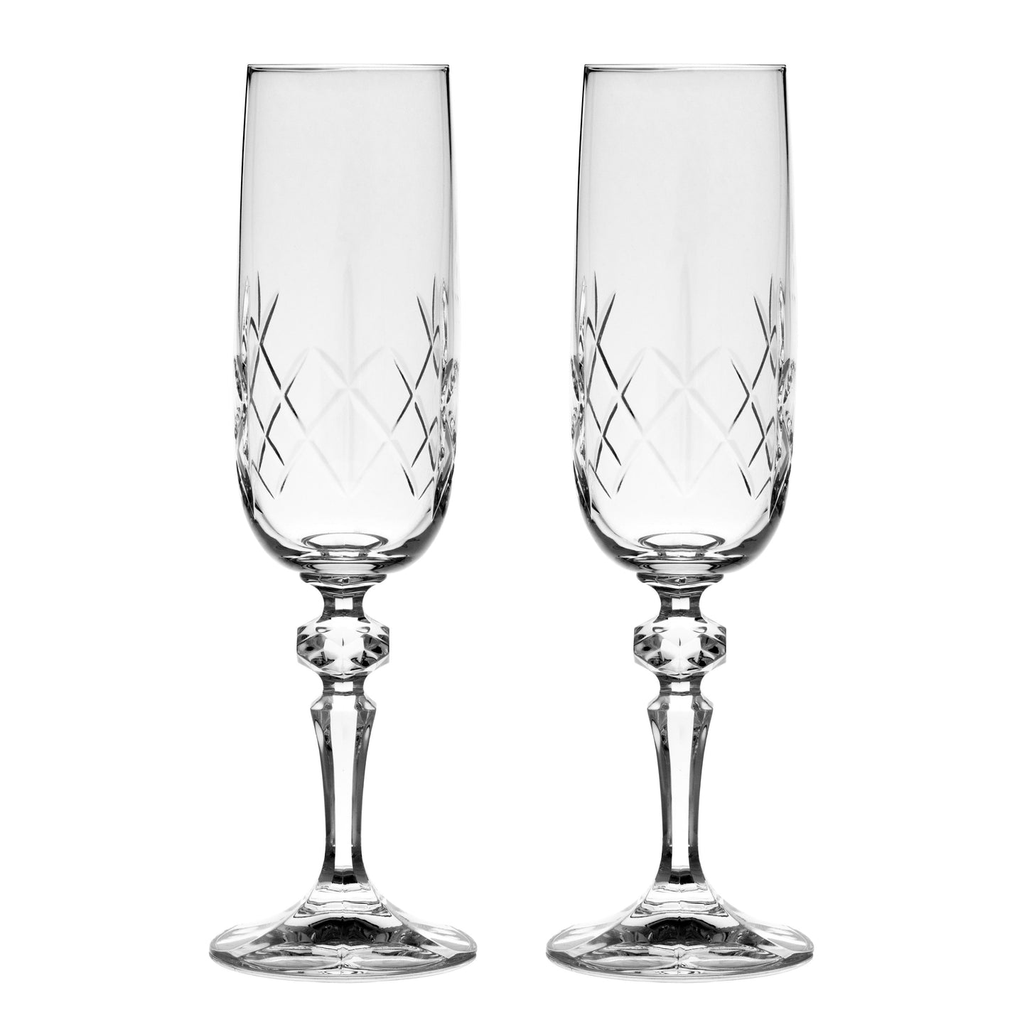 Pair of Engravable Glass Champagne Flutes