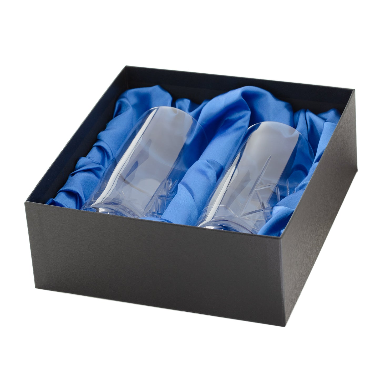 Set of 2 Hand Cut Crystal Engravable High Ball Glasses