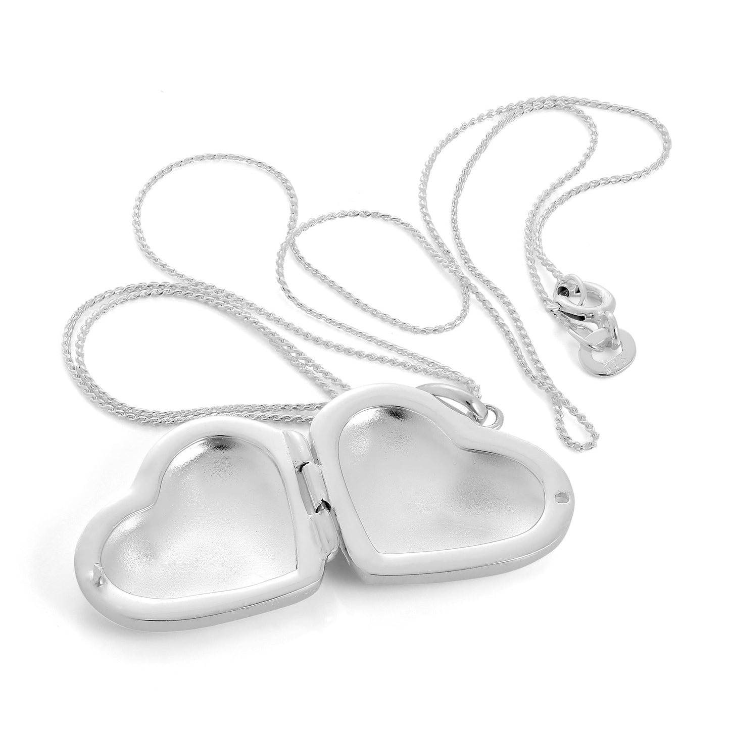 Large Sterling Silver Puffed Heart Locket Pendant Necklace 16 - 22 Inches