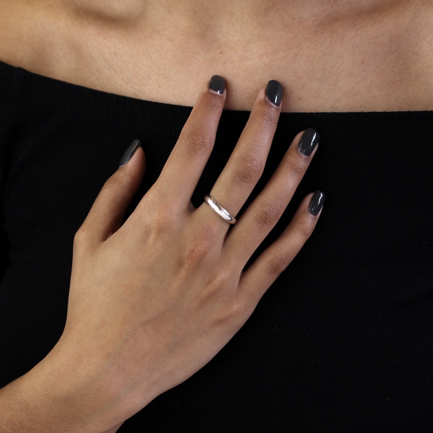 Sterling Silver 4mm D Shaped Wedding Band Ring Size I - Z+6