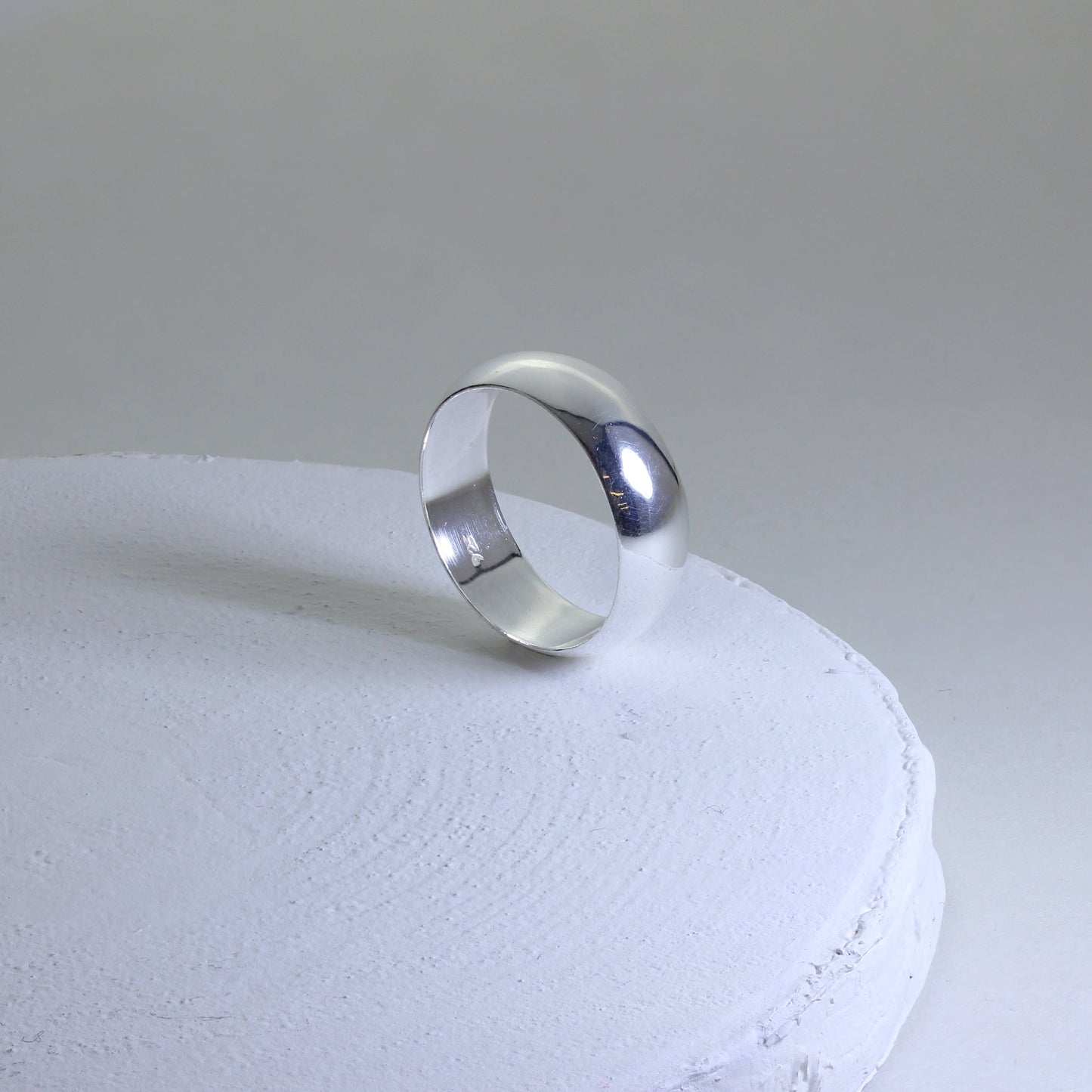 Sterling Silver 5mm D Shaped Wedding Band Ring Size I - Z+5