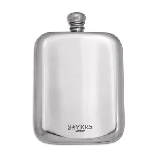 Sayers London Handmade Classic 6oz Pewter Engravable Hip Flask