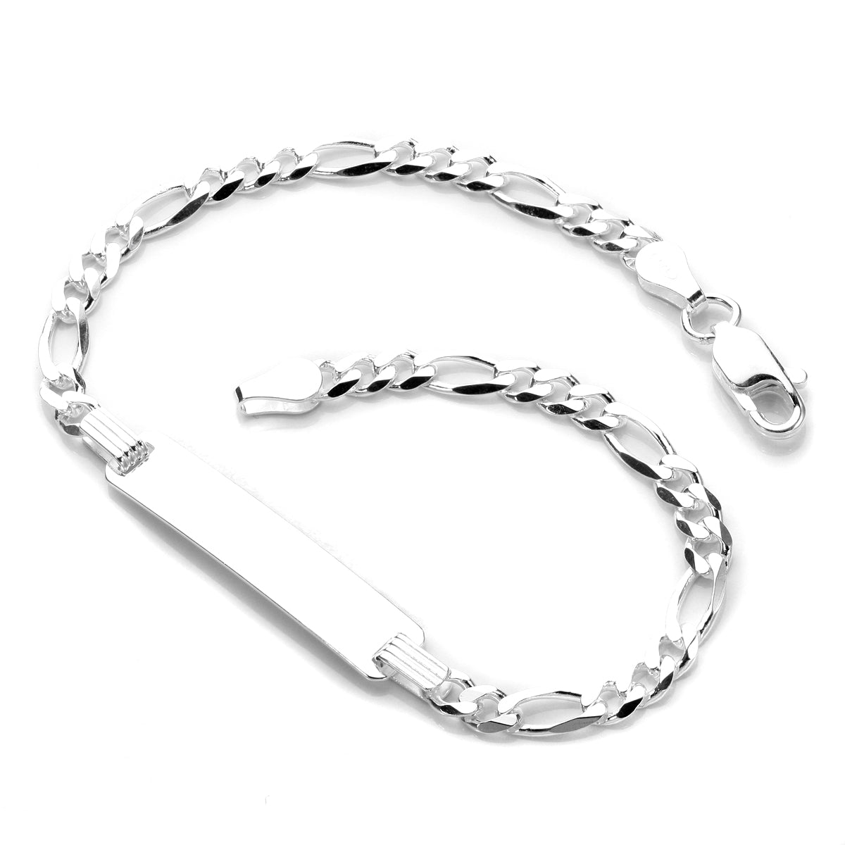 Sterling Silver Figaro ID Identity Bracelet Adult & Child