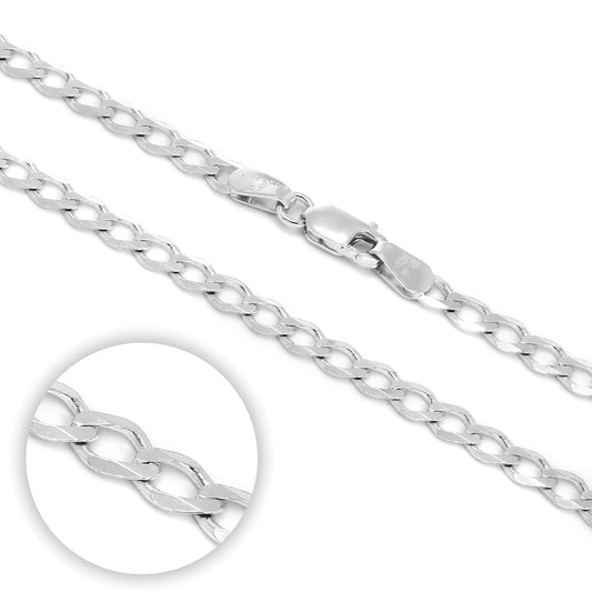 Sterling Silver Thick Curb Chain Bracelet & Necklace 7 - 28 Inches