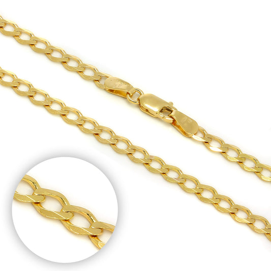 9ct Gold 3mm Curb Chain Bracelets & Necklaces - 6 - 30 Inches