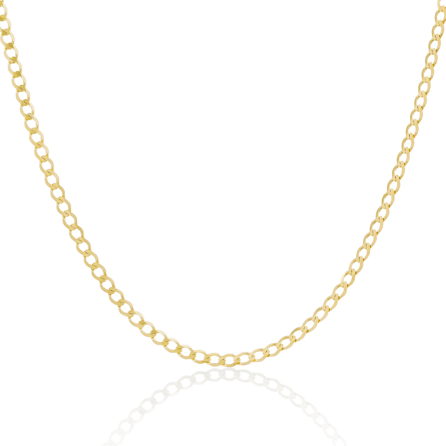 9ct Gold 3mm Curb Chain Bracelets & Necklaces - 6 to 30 Inches