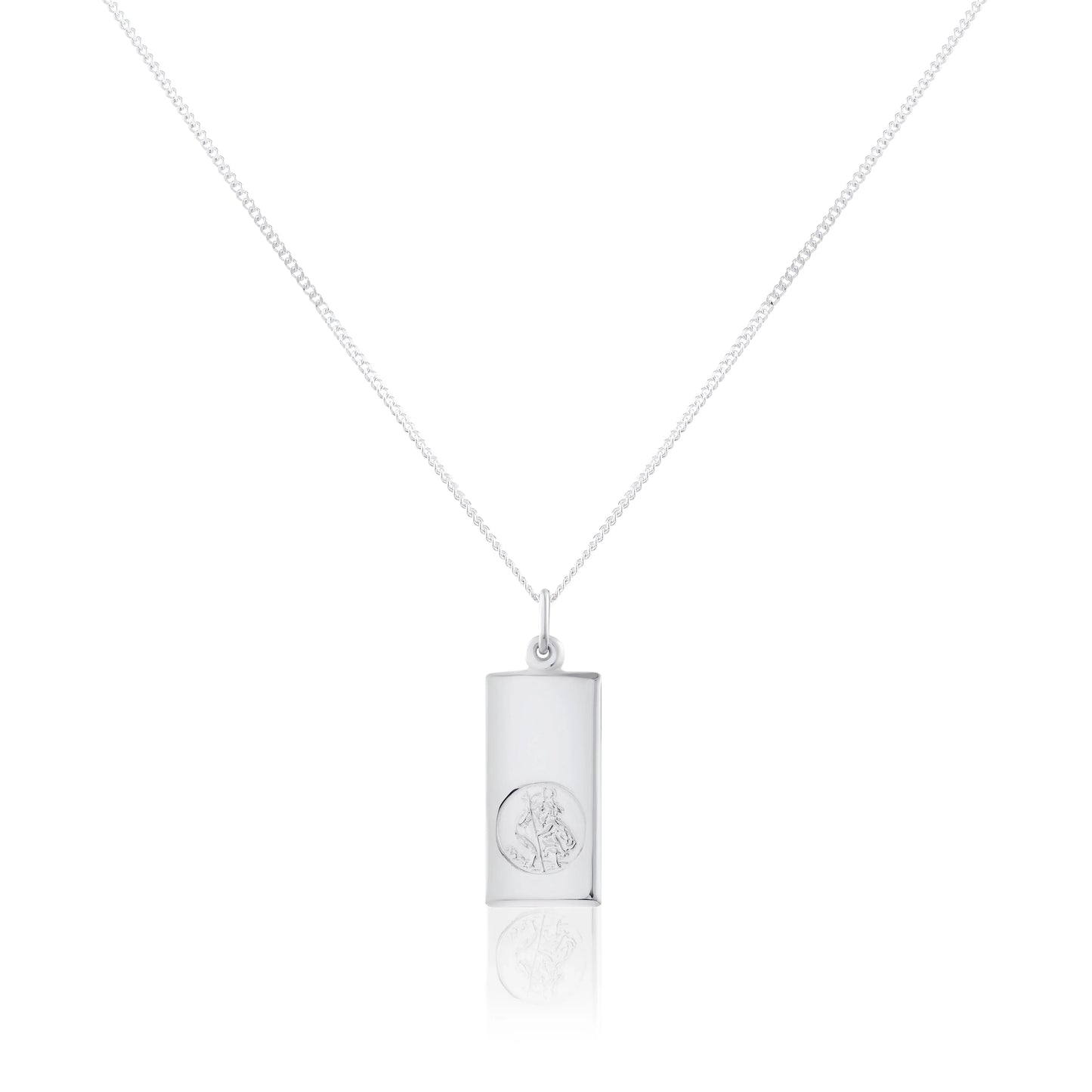 Sterling Silver Large Modern Saint Christopher Pendant Necklace 16 - 24 Inches