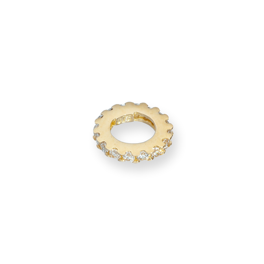 9ct Gold & Clear CZ Crystal Wheel Charm