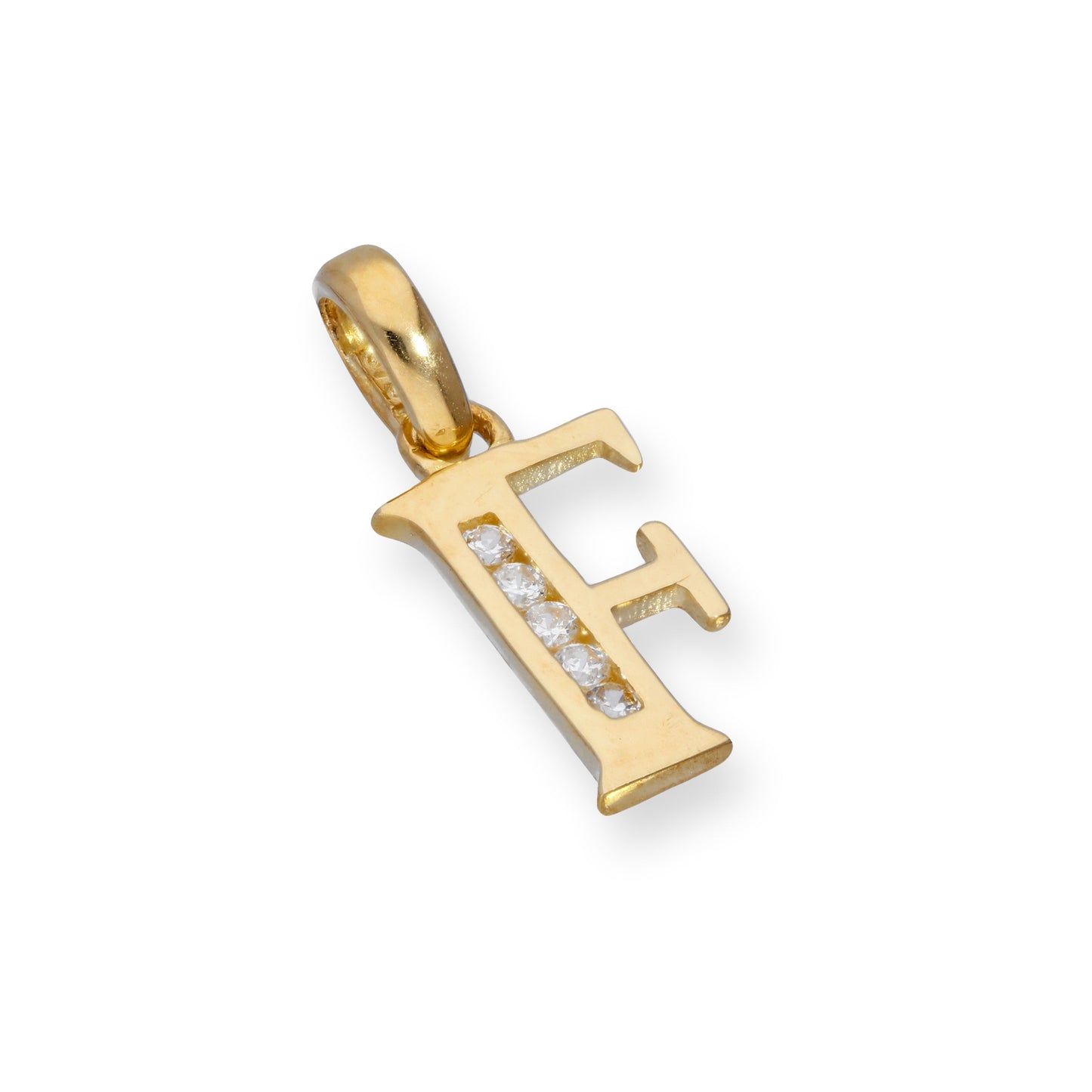 9ct Gold & Clear CZ Crystal Hanging Alphabet Letter Charm A-Z
