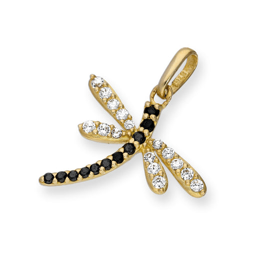 9ct Gold & CZ Crystal Dragonfly Charm