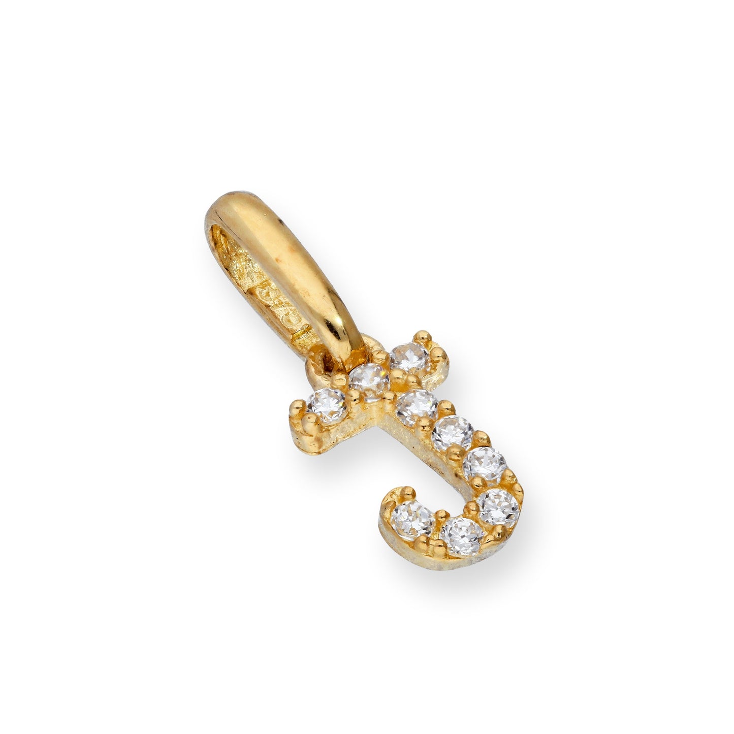 9ct Gold & Clear CZ Crystal Hanging Script Alphabet Letter Charm A-Z