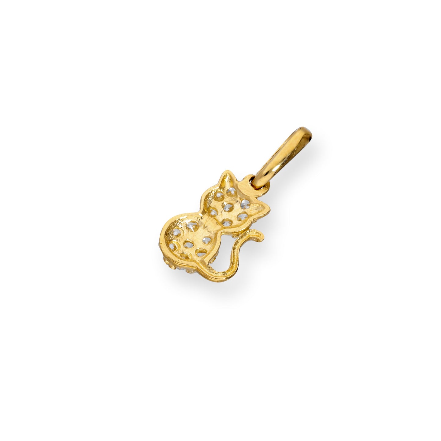 9ct Gold & Clear CZ Crystal Cat Charm