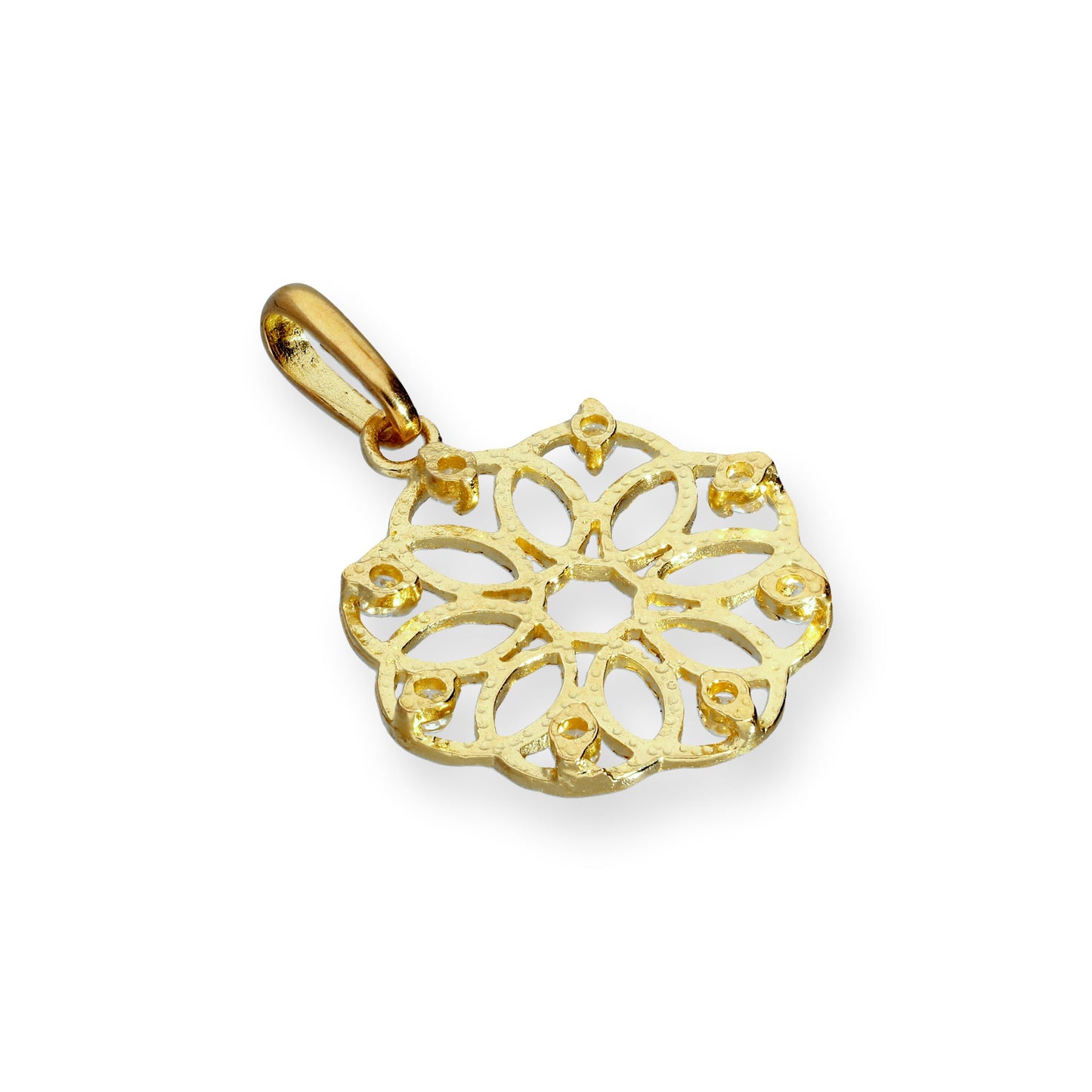 9ct Gold & Clear CZ Crystal Flower Circle Charm