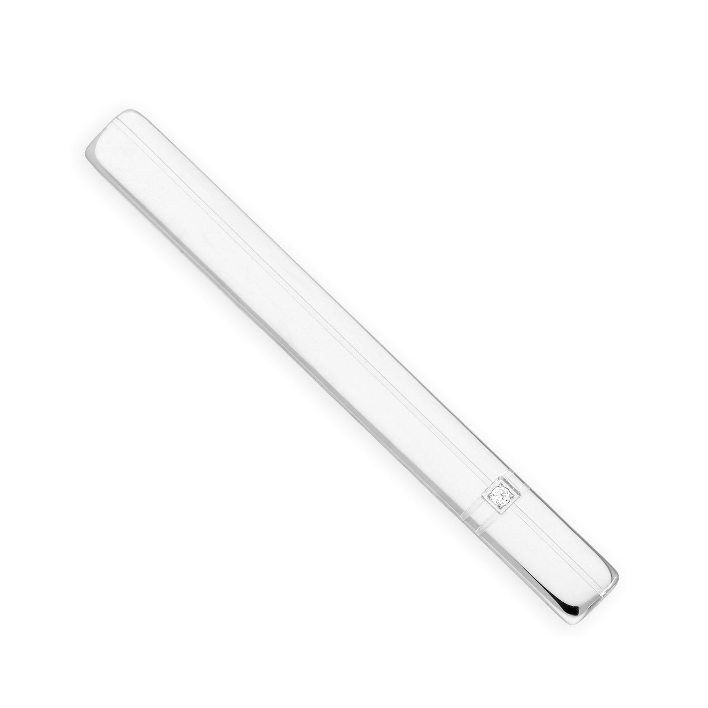 Stainless Steel & 2mm Square CZ Crystal Tie Slide