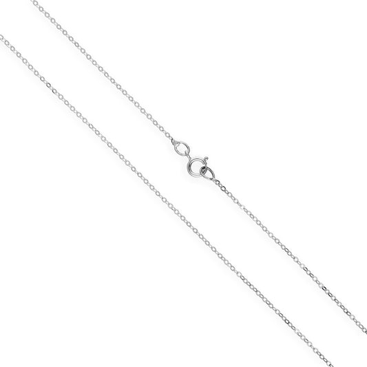 9ct White Gold Hammered Trace Chain 16 - 24 Inches