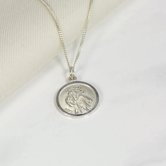 Personalised Sterling Silver St christopher Necklace 14 - 32 Inches