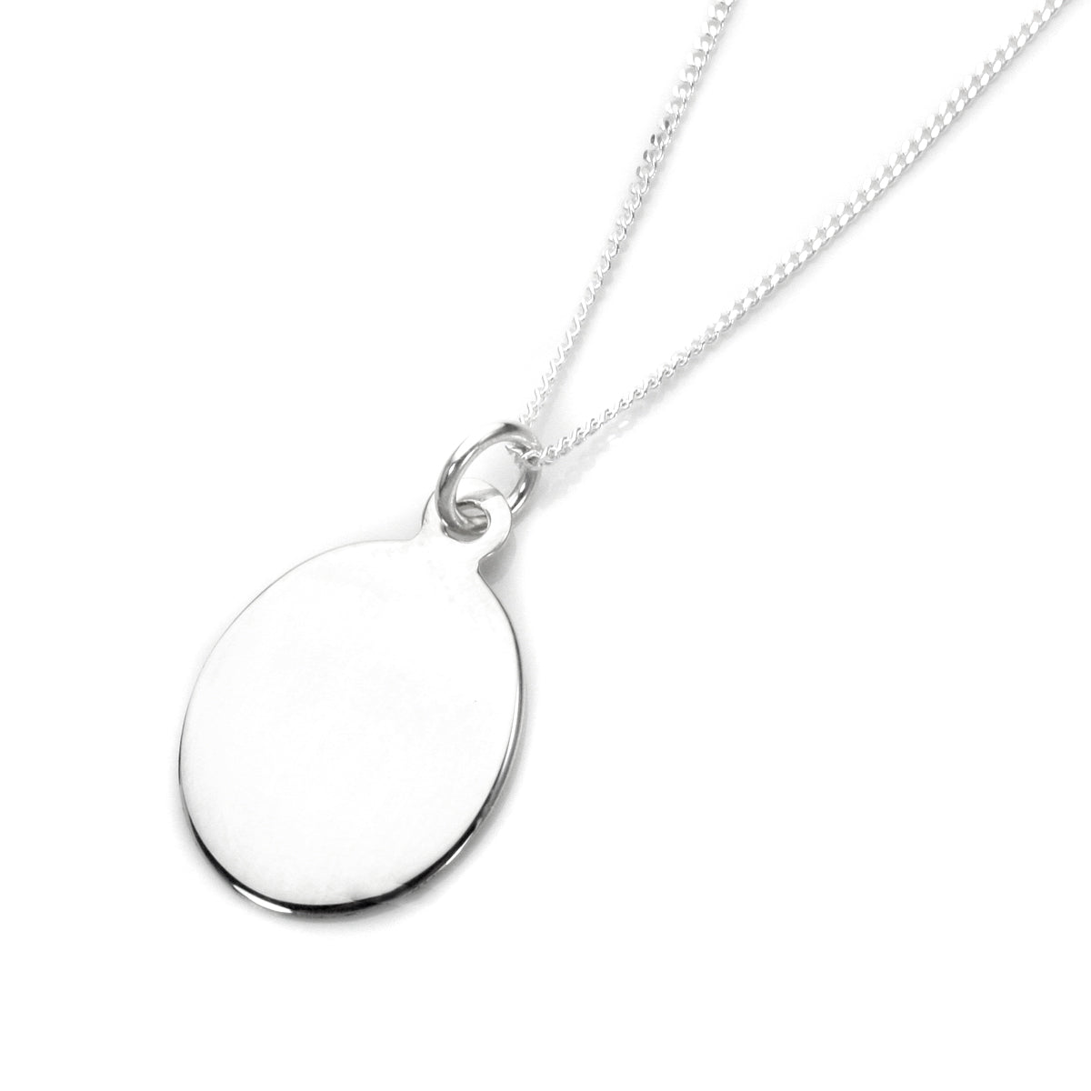 Sterling Silver Engravable Oval Pendant Necklace 14 - 32 Inches