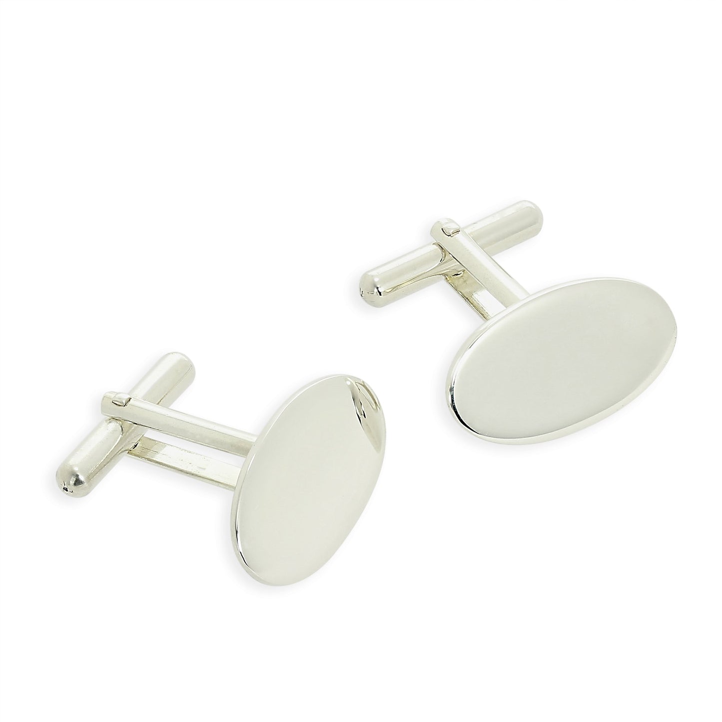 9ct White Gold Oval Swivelback Cufflinks