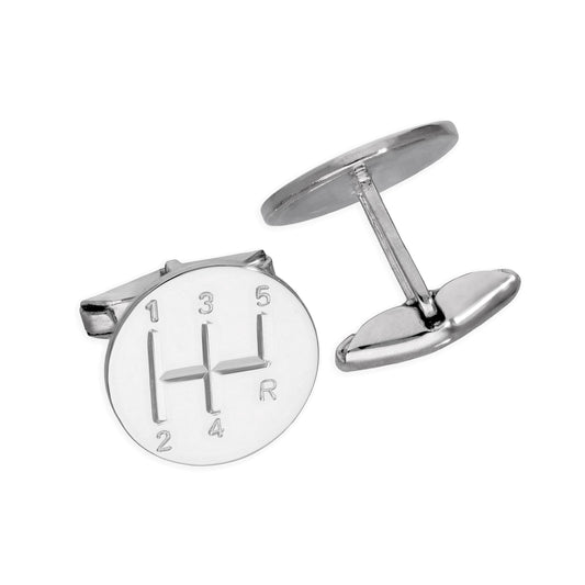 Sterling Silver Driving Gears Swivel Back Cufflinks